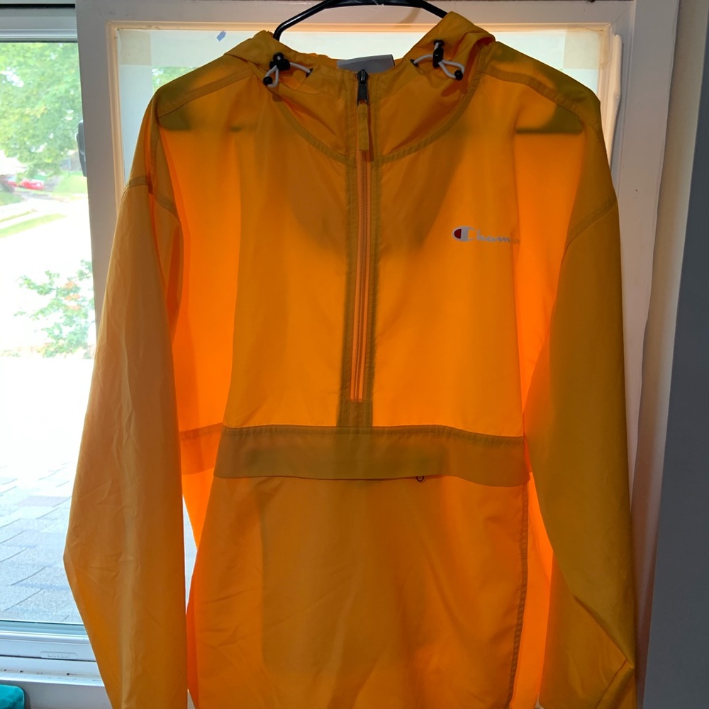 Large yellow/orange champion windbreaker